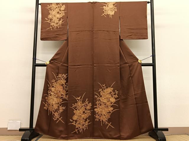 平和屋着物■訪問着　刺繍　草花文　正絹　逸品　BAAX2128hv