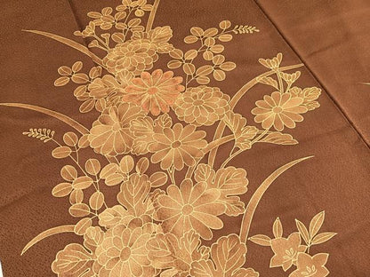 平和屋着物■訪問着　刺繍　草花文　正絹　逸品　BAAX2128hv