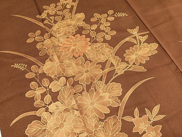 平和屋着物■訪問着　刺繍　草花文　正絹　逸品　BAAX2128hv