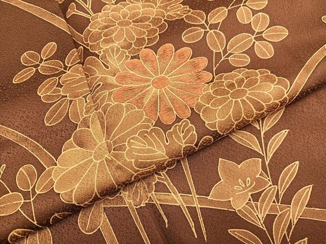 平和屋着物■訪問着　刺繍　草花文　正絹　逸品　BAAX2128hv