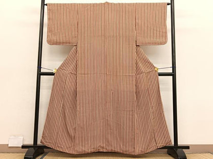 平和屋着物■本場加賀染　金澤小紋　縞　反端付き　正絹　逸品　BAAX2132hv