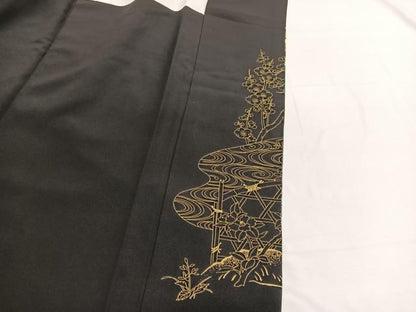 平和屋着物■豪華黒留袖　松竹梅　流水扇面花文　金彩　正絹　逸品　BAAX2139hv