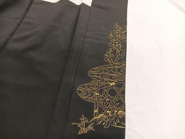平和屋着物■豪華黒留袖　松竹梅　流水扇面花文　金彩　正絹　逸品　BAAX2139hv