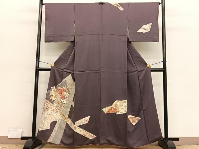 平和屋着物■訪問着　地紙花車文　金彩　正絹　逸品　BAAX2157hv