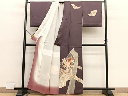 平和屋着物■訪問着　地紙花車文　金彩　正絹　逸品　BAAX2157hv