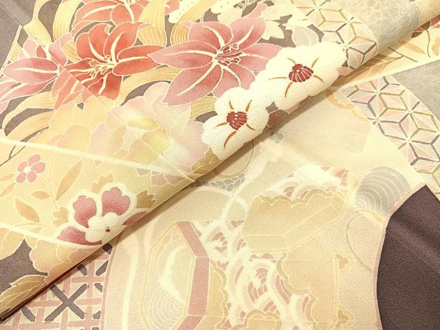 平和屋着物■訪問着　地紙花車文　金彩　正絹　逸品　BAAX2157hv