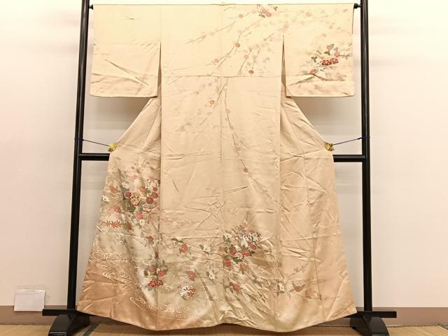平和屋着物■訪問着　駒刺繍　流水花文　暈し染め　金彩　正絹　逸品　BAAX2165hv