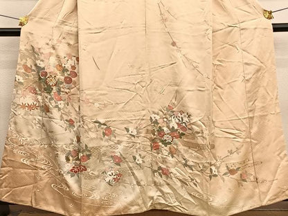 平和屋着物■訪問着　駒刺繍　流水花文　暈し染め　金彩　正絹　逸品　BAAX2165hv