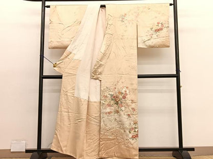 平和屋着物■訪問着　駒刺繍　流水花文　暈し染め　金彩　正絹　逸品　BAAX2165hv