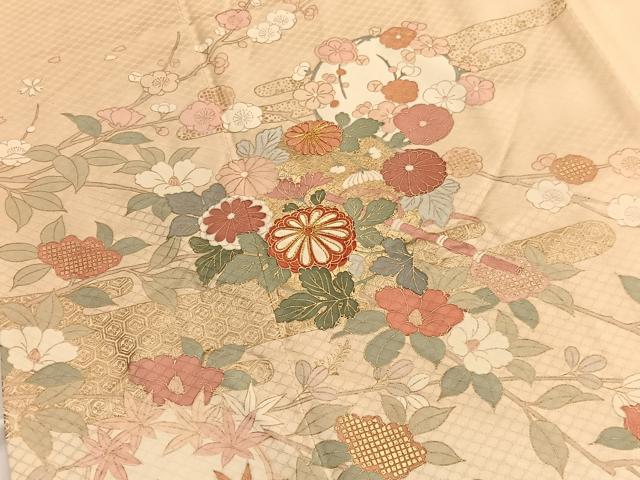 平和屋着物■訪問着　駒刺繍　流水花文　暈し染め　金彩　正絹　逸品　BAAX2165hv