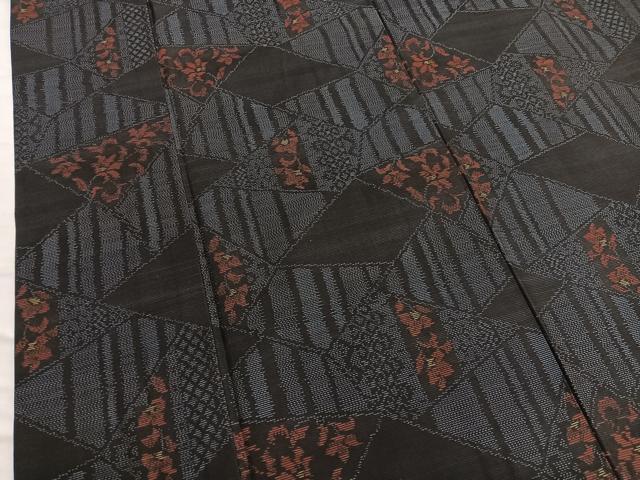 平和屋着物■本場大島紬 切嵌花文 正絹 逸品 BAAX2174hv