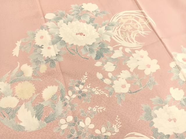 平和屋着物■訪問着 刺繍 牡丹花文 正絹 逸品 BAAX2178hv