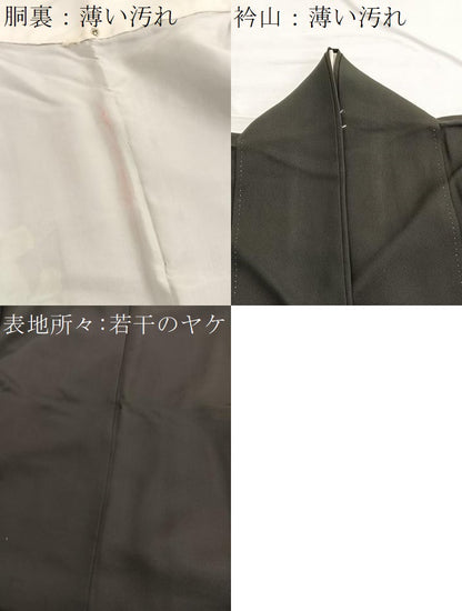 平和屋着物■訪問着　手描き　草花文　ろうけつ染め　黒地　正絹　逸品　BAAX2189hv