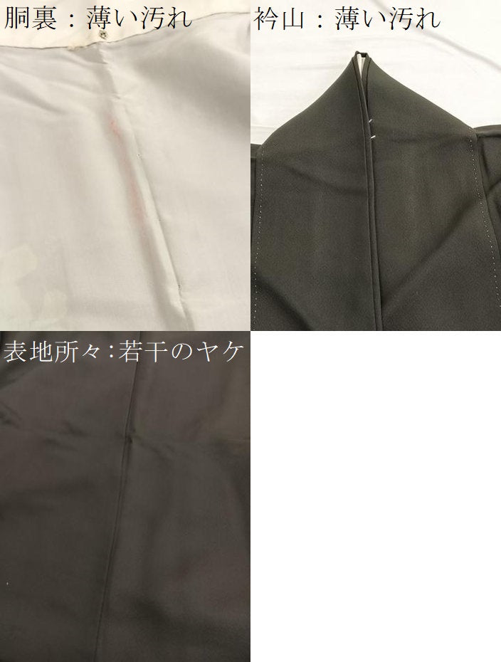 平和屋着物■訪問着　手描き　草花文　ろうけつ染め　黒地　正絹　逸品　BAAX2189hv