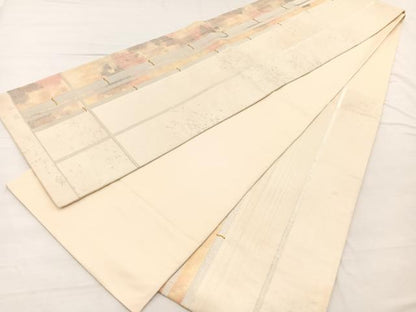 平和屋着物◎六通柄袋帯　手織　竹　金銀糸　正絹　逸品　BAAX2201hv