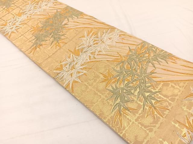 平和屋着物◎六通柄袋帯　唐織　笹竹文　金銀糸　正絹　逸品　BAAX2212hv