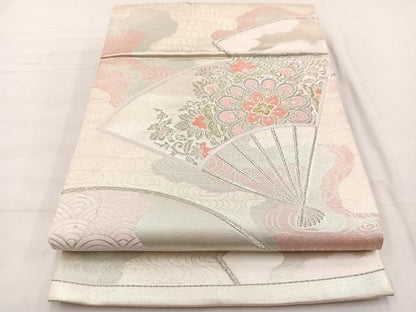 平和屋着物◎六通柄袋帯　唐織　宝相華扇面文　金銀糸　正絹　逸品　BAAX2213hv