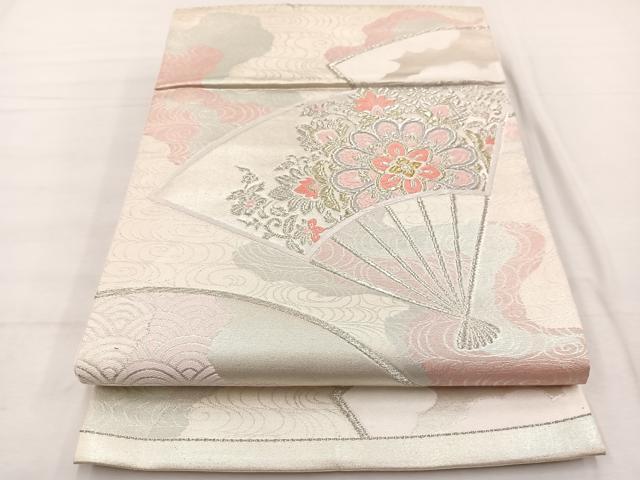 平和屋着物◎六通柄袋帯　唐織　宝相華扇面文　金銀糸　正絹　逸品　BAAX2213hv