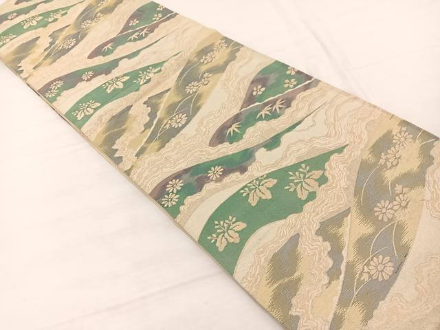 平和屋着物◎六通柄袋帯 重山花文 金糸 正絹 逸品 BAAX2220hv