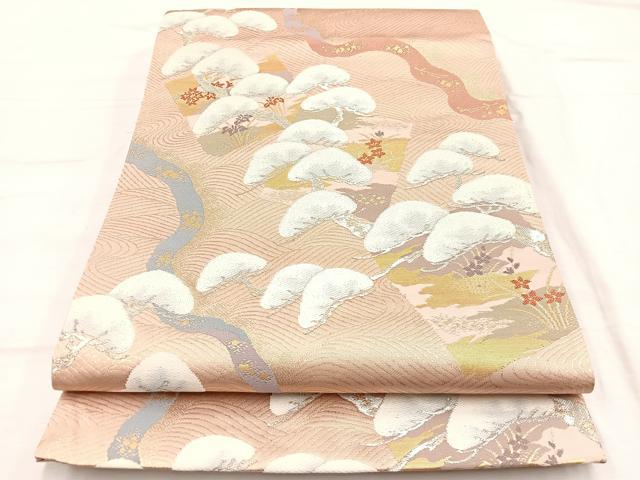 平和屋着物◎六通柄袋帯　唐織　浜松文　金銀糸　正絹　逸品　BAAX2222hv