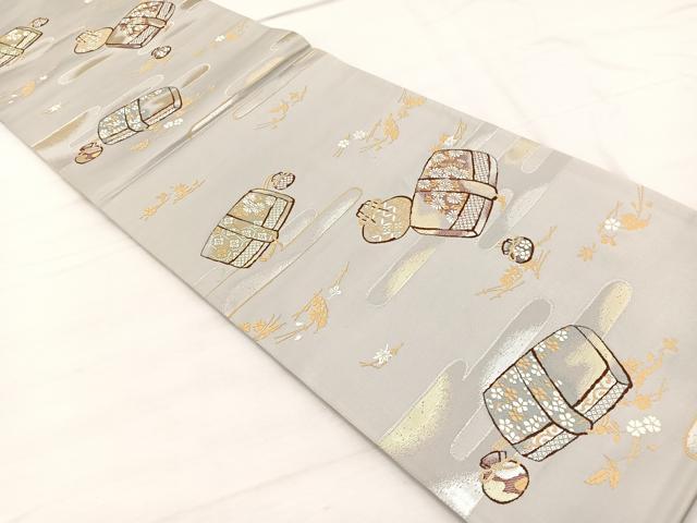 平和屋着物◎六通柄袋帯　唐織　道中財布　金銀糸　正絹　逸品　未使用　BAAX2223hv
