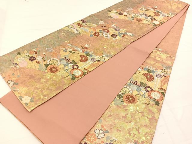 平和屋着物◎六通柄袋帯 唐織 花集の雲取紋 金銀糸 正絹 逸品 BAAX2231hv