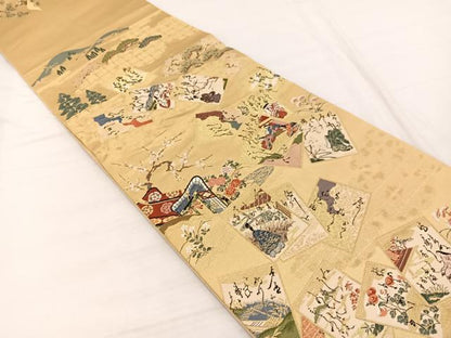 平和屋着物◎六通柄袋帯　唐織　定家御礼賛　金糸　正絹　逸品　BAAX2244hv