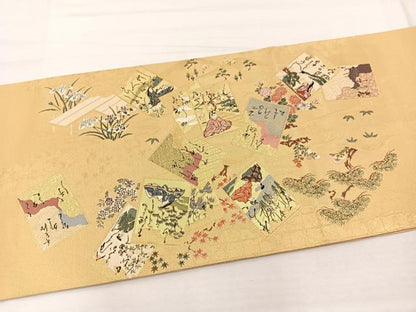 平和屋着物◎六通柄袋帯　唐織　定家御礼賛　金糸　正絹　逸品　BAAX2244hv