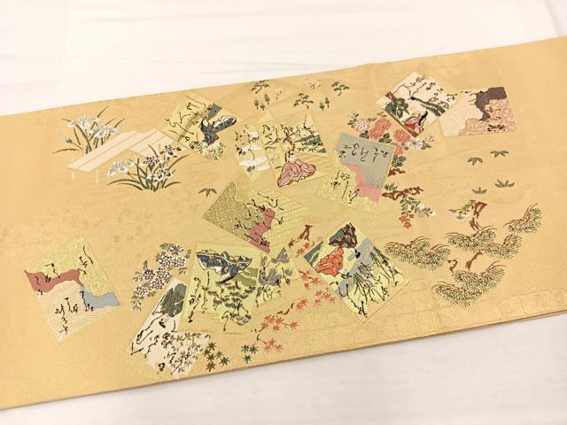 平和屋着物◎六通柄袋帯　唐織　定家御礼賛　金糸　正絹　逸品　BAAX2244hv