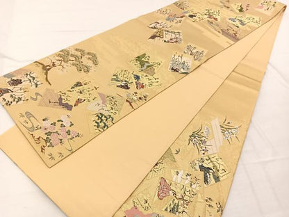 平和屋着物◎六通柄袋帯　唐織　定家御礼賛　金糸　正絹　逸品　BAAX2244hv
