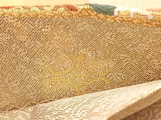 平和屋着物▼佐賀錦　六通柄袋帯　唐織　上代名物裂　金糸　正絹　逸品　BAAX2271hv