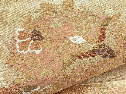 平和屋着物▼六通柄袋帯 正倉院花喰い鳳凰文 金糸 正絹 逸品 BAAX2303hv