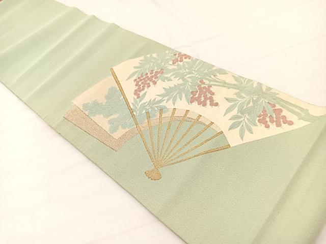 平和屋着物▼太鼓柄　本袋帯　綴れ　扇南天文　金銀糸　正絹　逸品　BAAX2305hv