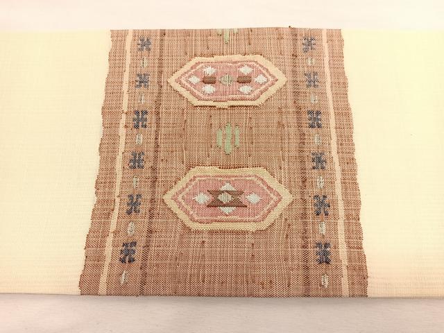 平和屋着物▽つけ帯　スリーシーズン　春夏秋　紬地　すくい織　横段文　銀糸　正絹　逸品　BAAX2319hv