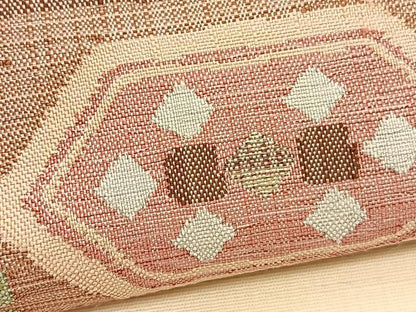 平和屋着物▽つけ帯　スリーシーズン　春夏秋　紬地　すくい織　横段文　銀糸　正絹　逸品　BAAX2319hv