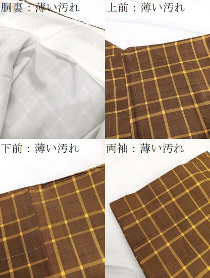 平和屋着物■上質な紬 格子柄 正絹 逸品 BAAX2323hv