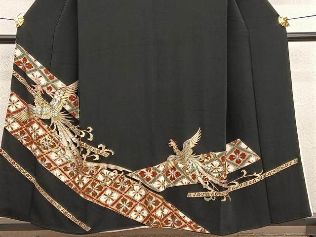 平和屋着物■豪華黒留袖 鳳凰花菱文 金銀彩 正絹 逸品 BAAX2324hv