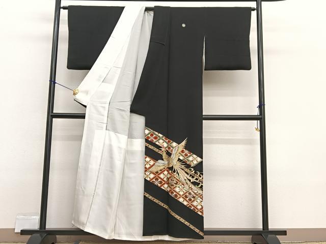平和屋着物■豪華黒留袖 鳳凰花菱文 金銀彩 正絹 逸品 BAAX2324hv