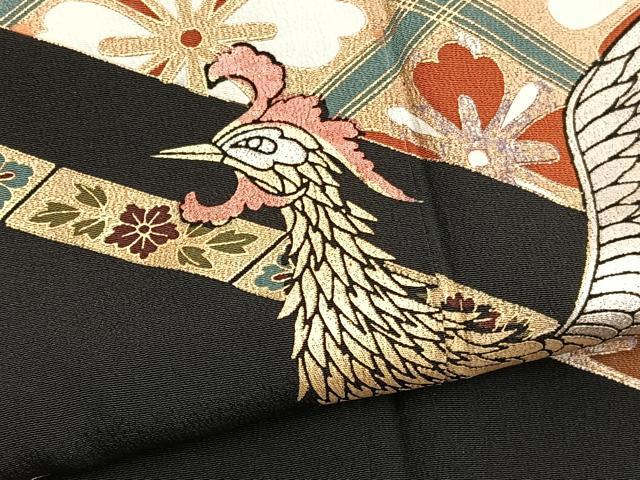 平和屋着物■豪華黒留袖 鳳凰花菱文 金銀彩 正絹 逸品 BAAX2324hv