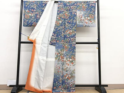 平和屋着物■訪問着 流水花文 暈し染め 金彩 正絹 逸品 BAAX2326hv