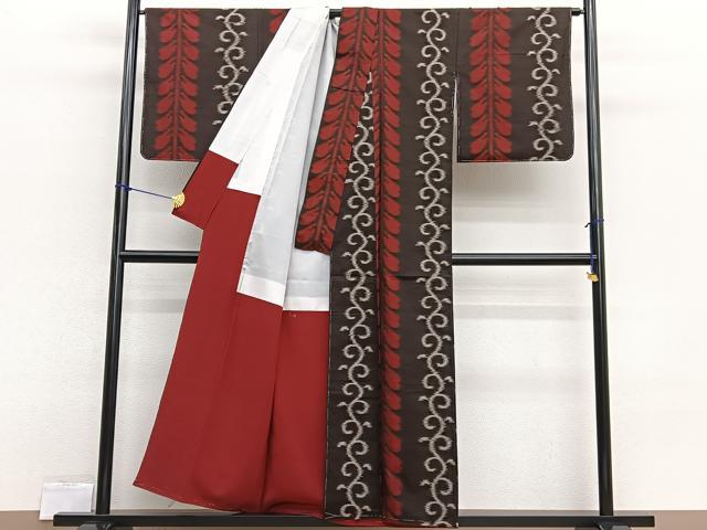 平和屋着物■上質な紬 花房唐草文 正絹 逸品 BAAX2327hv