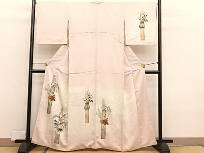 平和屋着物■訪問着　手描き　花籠文　暈し染め　正絹　逸品　BAAX2338hv