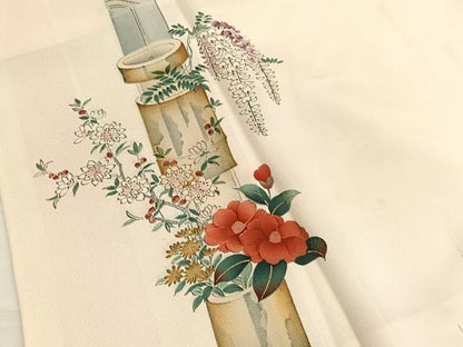 平和屋着物■訪問着　手描き　花籠文　暈し染め　正絹　逸品　BAAX2338hv