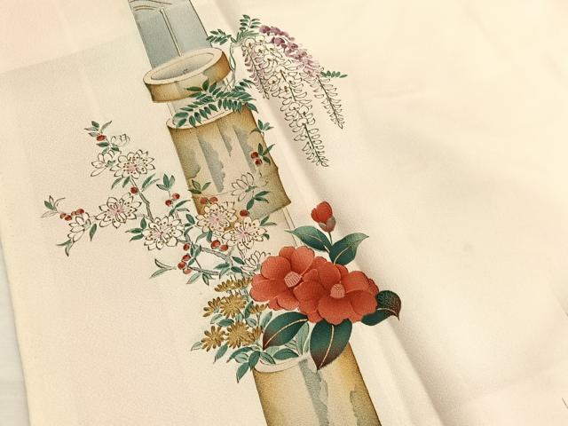 平和屋着物■訪問着　手描き　花籠文　暈し染め　正絹　逸品　BAAX2338hv