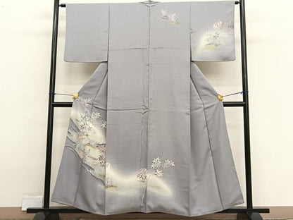 平和屋着物■訪問着　渡船枝葉文　暈し染め　金彩　正絹　逸品　BAAX2339hv