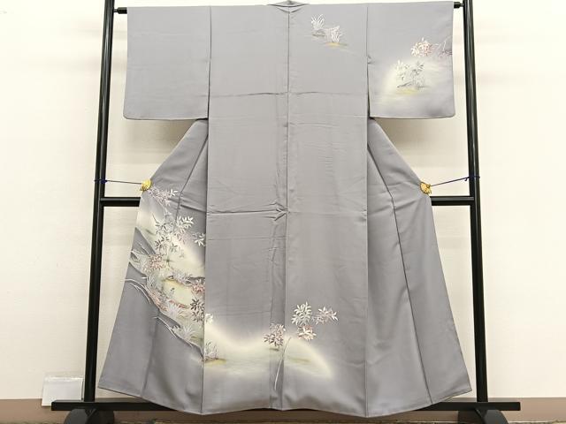 平和屋着物■訪問着　渡船枝葉文　暈し染め　金彩　正絹　逸品　BAAX2339hv