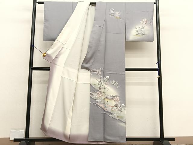 平和屋着物■訪問着　渡船枝葉文　暈し染め　金彩　正絹　逸品　BAAX2339hv