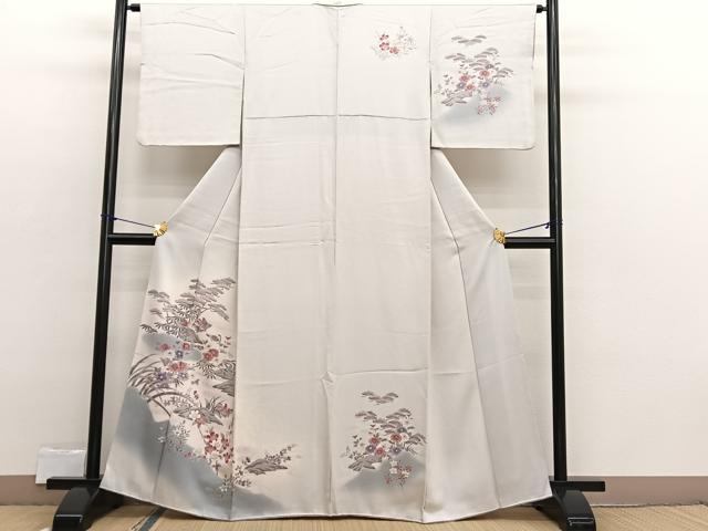 平和屋着物■訪問着　鴛鴦浜松文　暈し染め　正絹　逸品　BAAX2341hv