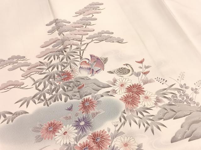 平和屋着物■訪問着　鴛鴦浜松文　暈し染め　正絹　逸品　BAAX2341hv