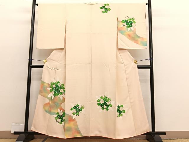 平和屋着物■訪問着　刺繍　流水花文　暈し染め　金彩　正絹　逸品　BAAX2342hv